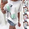 Women's Loose T-shirt Sleeves High Heels Printed T-shirt Short-sleeved Top
