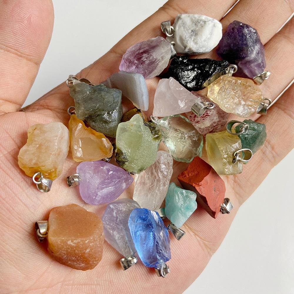 5pcs Irregular Raw Natural Stone Pendant Agates Quartz Crystal Pendant for Jewelry Making DIY Necklace Earrings Accessories