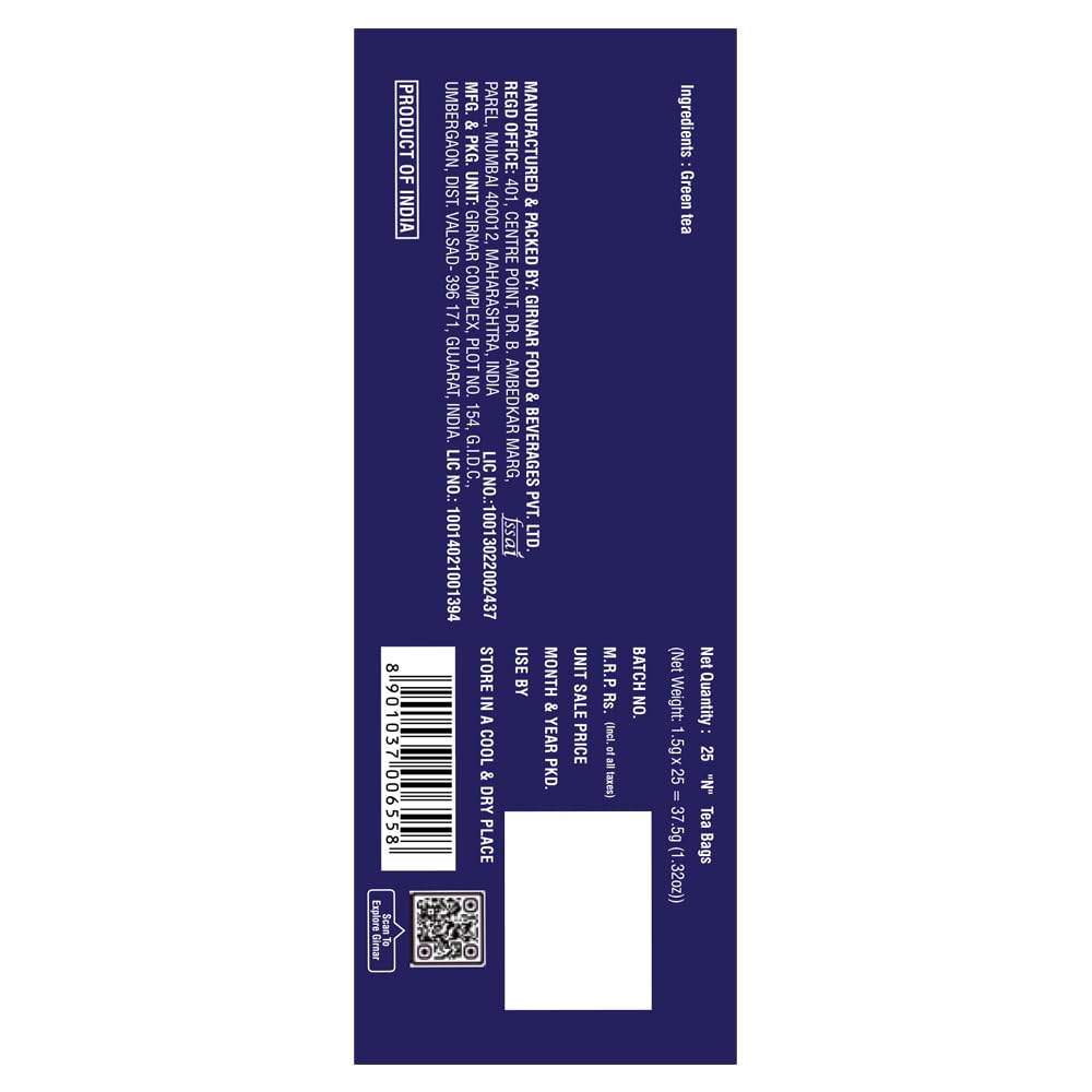 Girnar Green Tea 25 Tea Bags Pack of 1 Antioxidant Metabolism Boosting Healthy Beverage