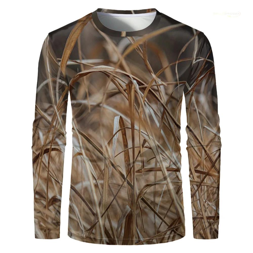 Branch Camouflage Print Long Sleeve T-shirt, Great for Outdoor & Casual Use