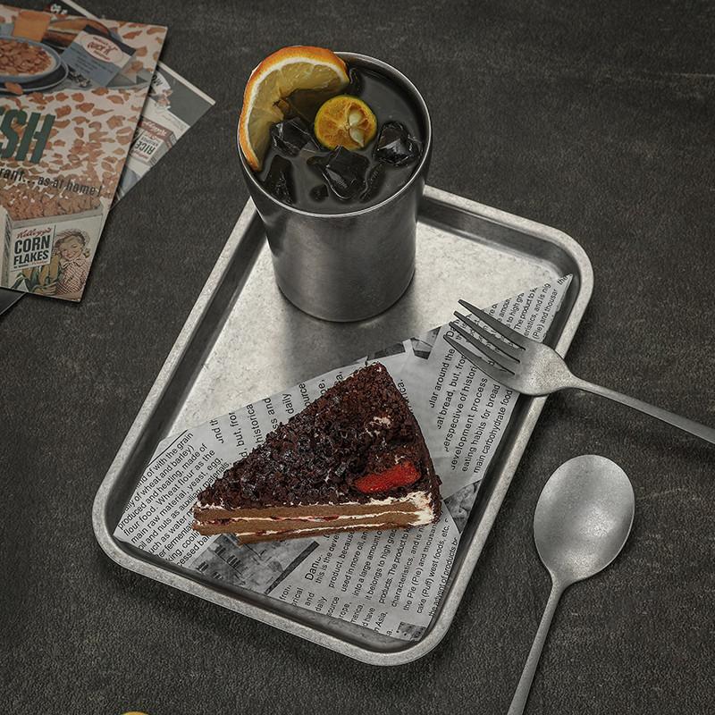 Ретро классика 304 нержавеющая сталь прямоугольная тарелка поднос для хранения кофейня барбекю обеденный сервиз тарелки и блюда обеденные тарелки