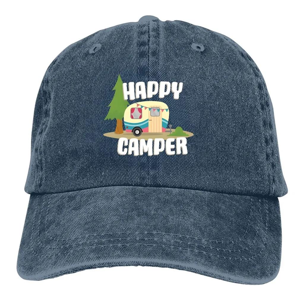 Camper Camping Multicolor Hat Peaked Womens Cap Happy Camper Trailer Personalized Visor Protection Hats
