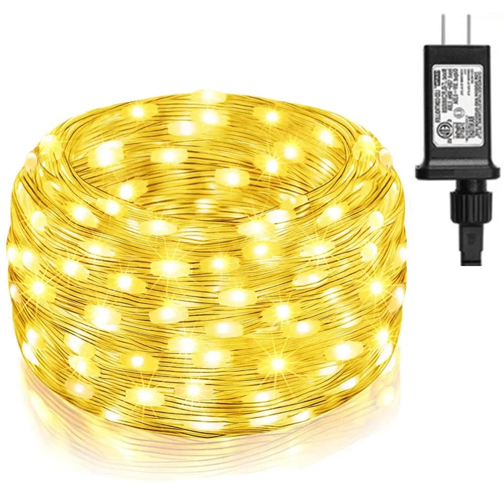 20M 50M 100M ПВХ Рождественская гирлянда Светильник Уличный Вилка в елочную веревку Сказочный светильник Водонепроницаемая трубка гирлянда