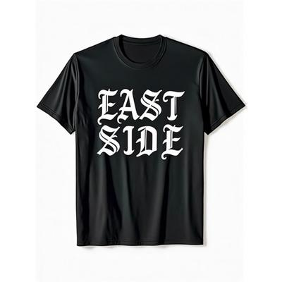 Европейские размеры Eastside Chicano Лос-Анджелес Восточный ЛА Графическая футболка для мужчин | Обычный крой, короткий рукав, с ярким принтом букв