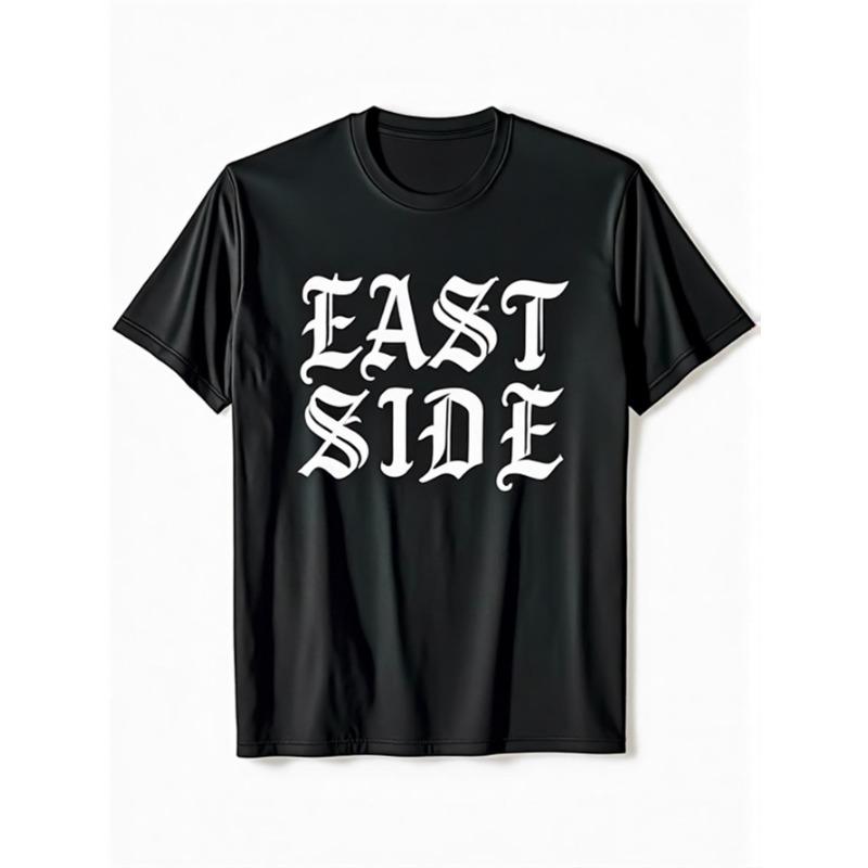 Европейские размеры Eastside Chicano Лос-Анджелес Восточный ЛА Графическая футболка для мужчин | Обычный крой, короткий рукав, с ярким принтом букв