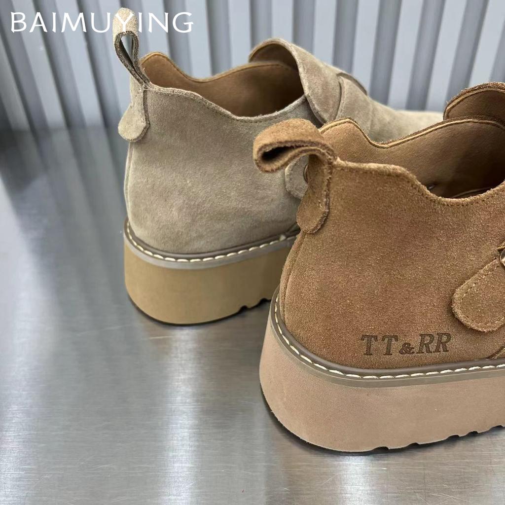 Платформа Женская обувь на плоской подошве Замшевые ботильоны Женские туфли-лоферы 2024 года Трендовая зимняя обувь Новая повседневная мода Готика Zapatillas De Mujer