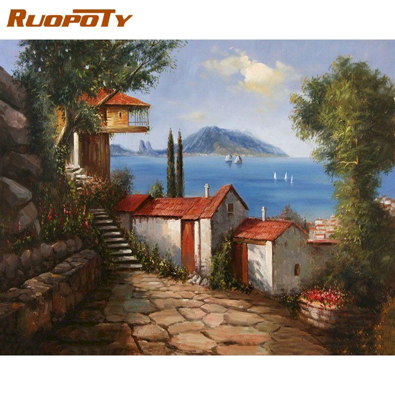 RUOPOTY Картина маслом, набор для рисования по номерам, акриловая краска, ручная роспись, настенное искусство для домашнего декора, 40x50 см