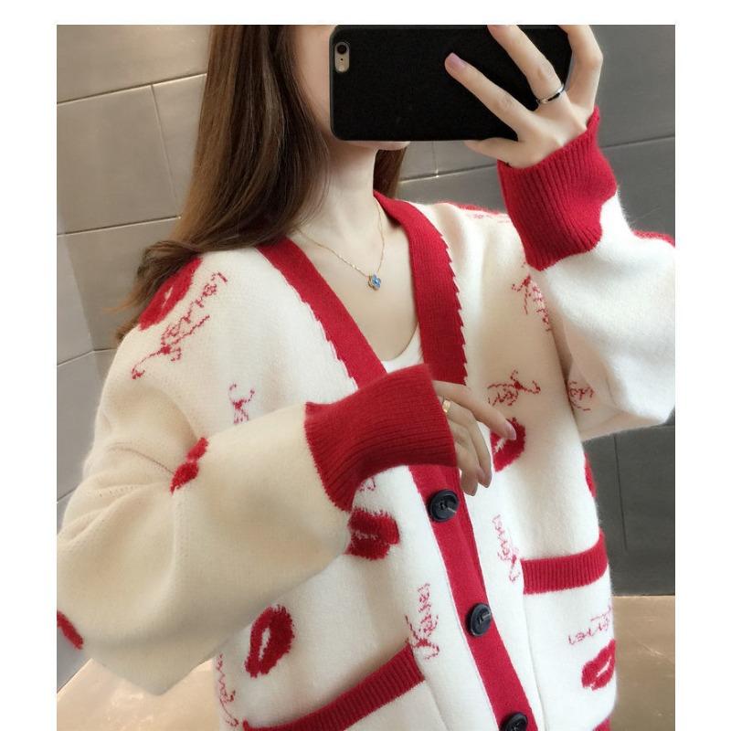 Осень и зима плюс размер женский свитер модный вязаный кардиган верхняя одежда однотонный кардиган