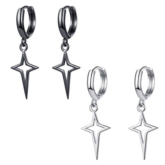 1 Pair Women Earrings Solid Color Star Shape Hip-hop Sturdy Lady Drop