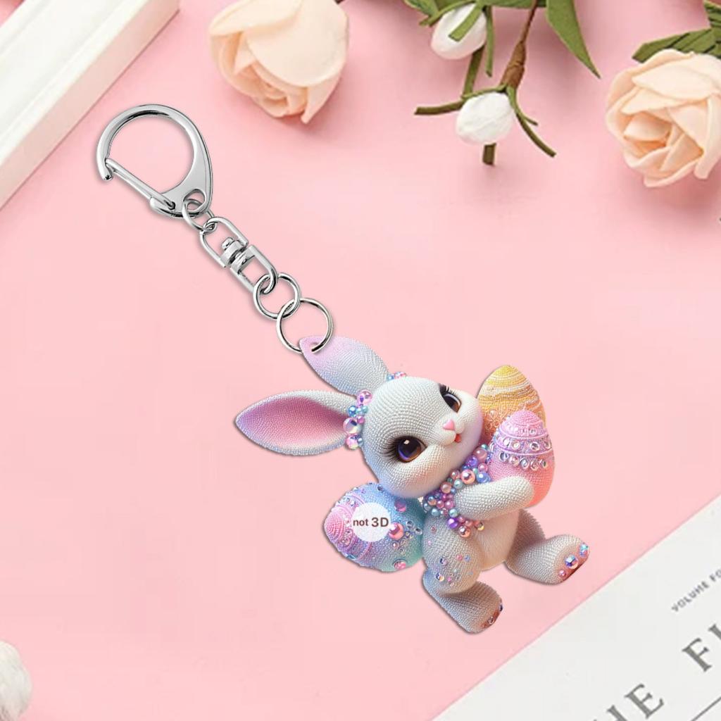 Пасхальный кролик 2D плоский акриловый брелок зеркало заднего вида автомобиля аксессуары рюкзак кулон