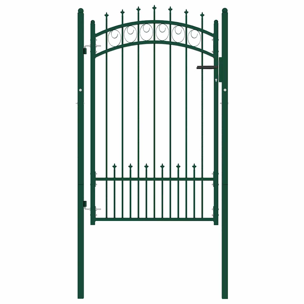 Fence Gate EMMEN with Spikes Steel 104 x 117 cm Green