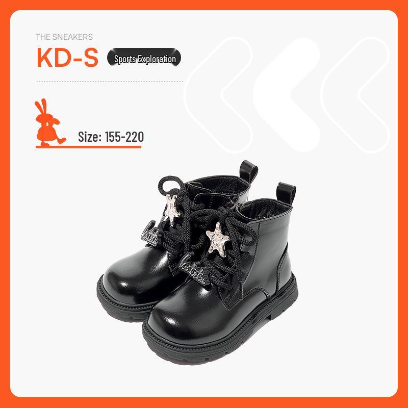 Carter Rabbit Velvet Black Winter Girls' High-Top Leather Boots X4CK013