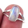 Кольцо из серебра 925 пробы с натуральным радужным лунным камнем, размер 7, R0r91