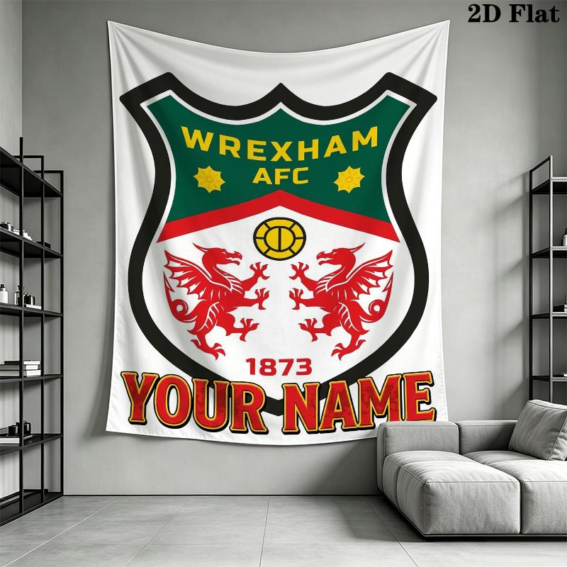 Custom Name Wrexham AFC Wall Tapestry Aesthetic Wall Hanging Printed Fabric Blanket Decorative Tapestries for Bedroom Living Room Home Decor