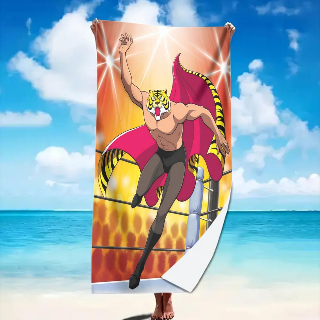 1pc T-Tiger Mask Classic Japanese Wrestling Anime Beach Towel Microfiber Quick Dry Bath Towel For Pool Beach Travel Anime Fans