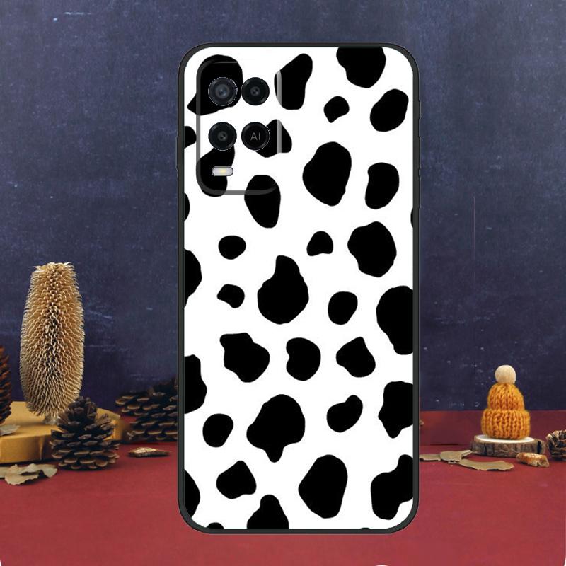 White Black Cow Print Case For OPPO A54 A74 A94 A98 A78 A79 A16 A76 A96 A5 A9 A17 A77 A15 A52 A72 A53 A57S Cover