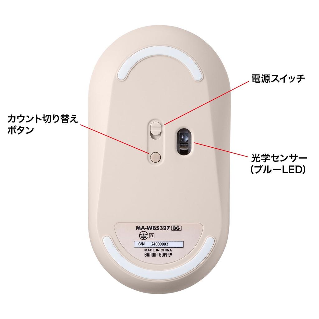 Sanwa Supply Silent Wireless Mouse (Beige) MA-WBS327BG