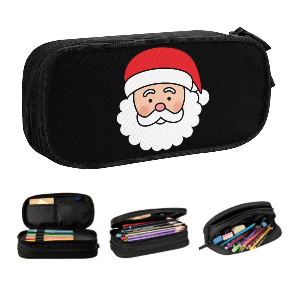 Custom Christmas Head Kawaii Pencil Case Girl Boy Large Capacity Pencil Box Students Stationery