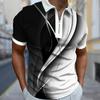 Men's Shirt Polo Casual Zip Short Sleeve Fashion Casual Zipper Summer Spring Regular Fit Colorful Printing 3D Print Shirt