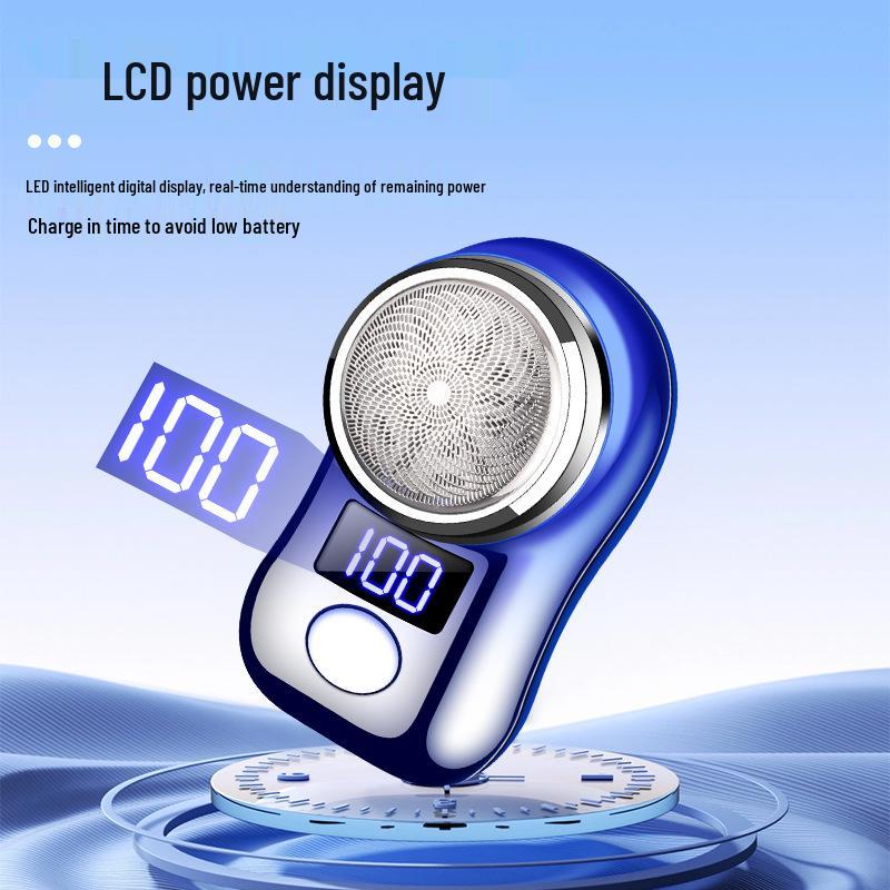 Portable Mini Electric Shaver with Power Display & Washable Beard Trimmer