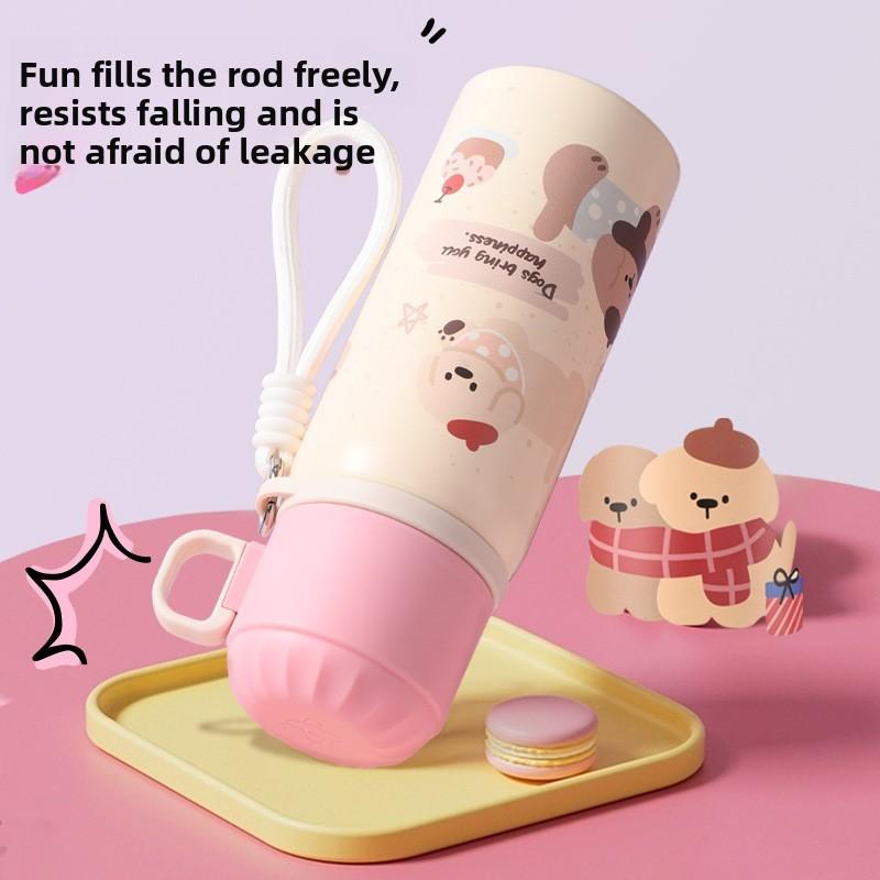 Детская мультяшная бутылка для воды с изоляцией и соломинкой для путешествий, улицы и