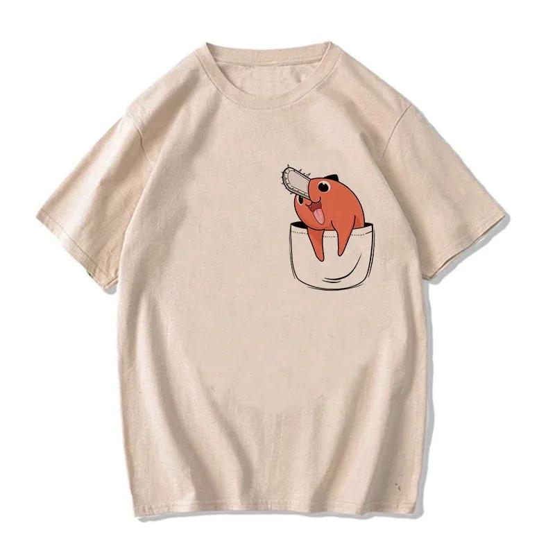 Унисекс унисекс японская аниме бензопила женская футболка мультфильм Pochita футболка Makima Harajuku графические футболки одежда топы футболка унисексga