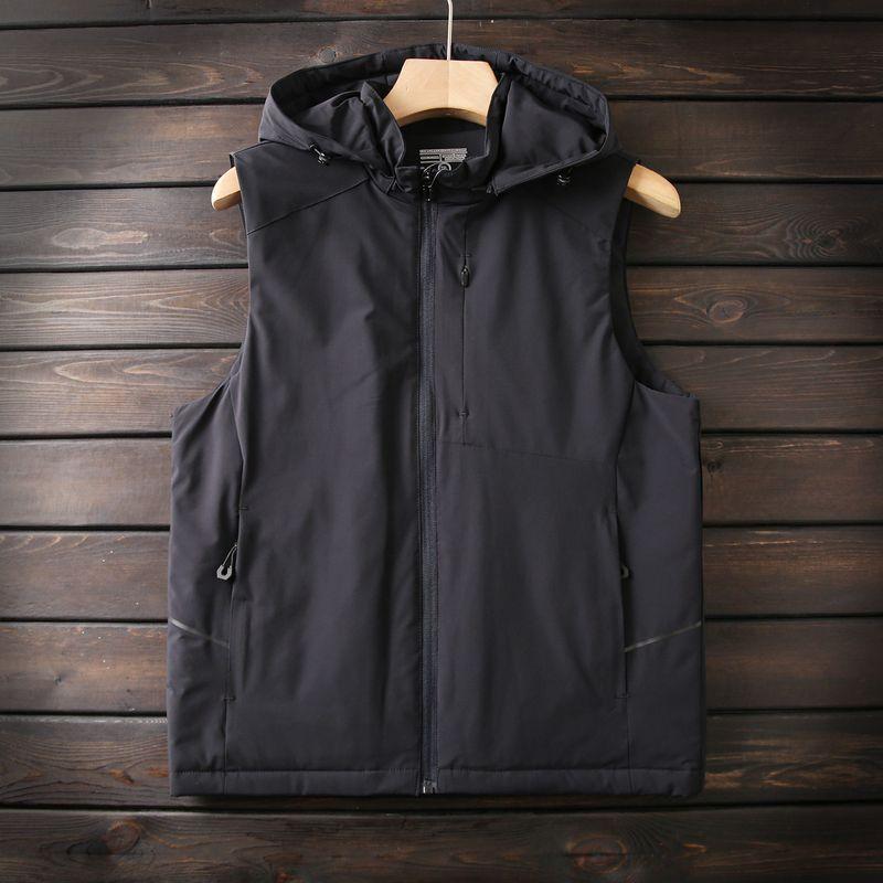 Light! Detachable Hood! European and American Orders Autumn and Winter Men's Plus size Warm Vest Cotton-Padded Clothes Vest Outerwear Thin