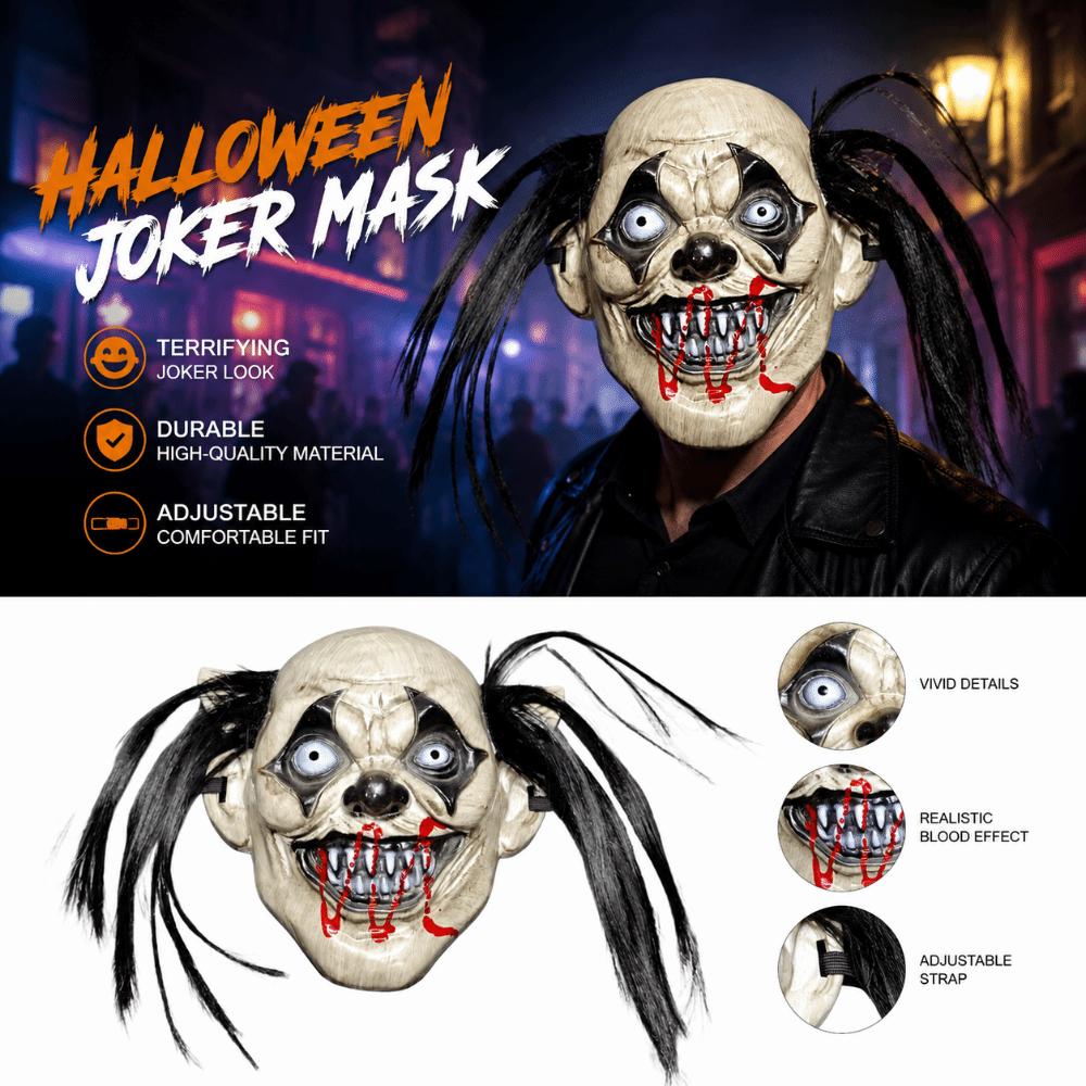 Realistic Scary Joker Headgear Spooky Terrifying Cosplay Mask Halloween Joker Mask Haunted House