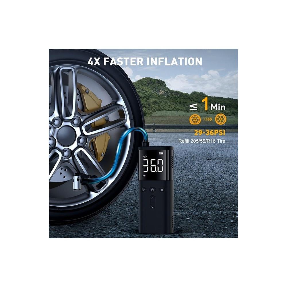 Tire Inflator Portable Air Compressor Cordless Air Pump for Car Tires Accurate Pressure LCD Display 150PSI Electric Bike Tire Pump with Pressure Gaug