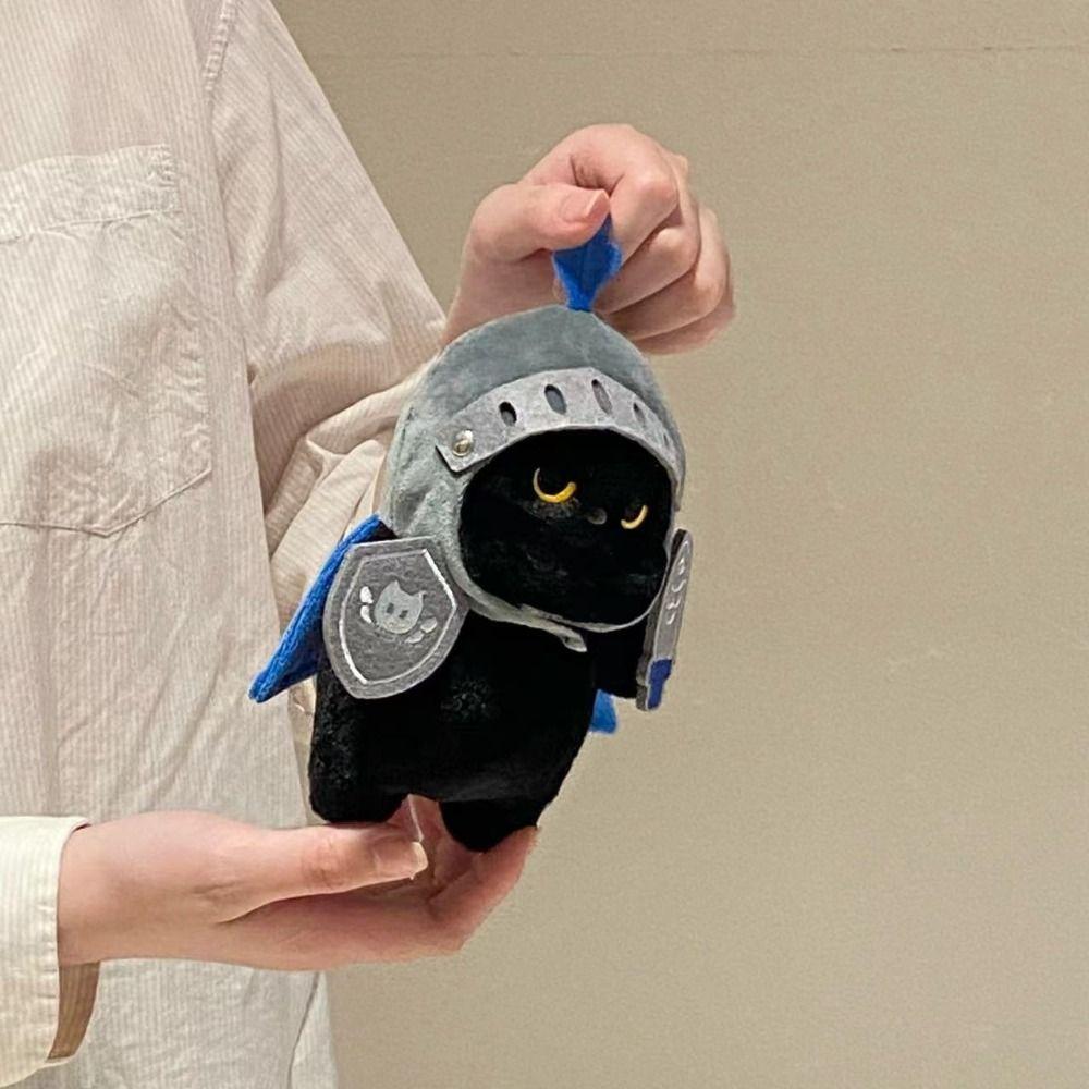 Cartoon Cat Plush Toy Silly Black Cat Stuffed Toy Knight Cat Plush Doll Christmas Gift