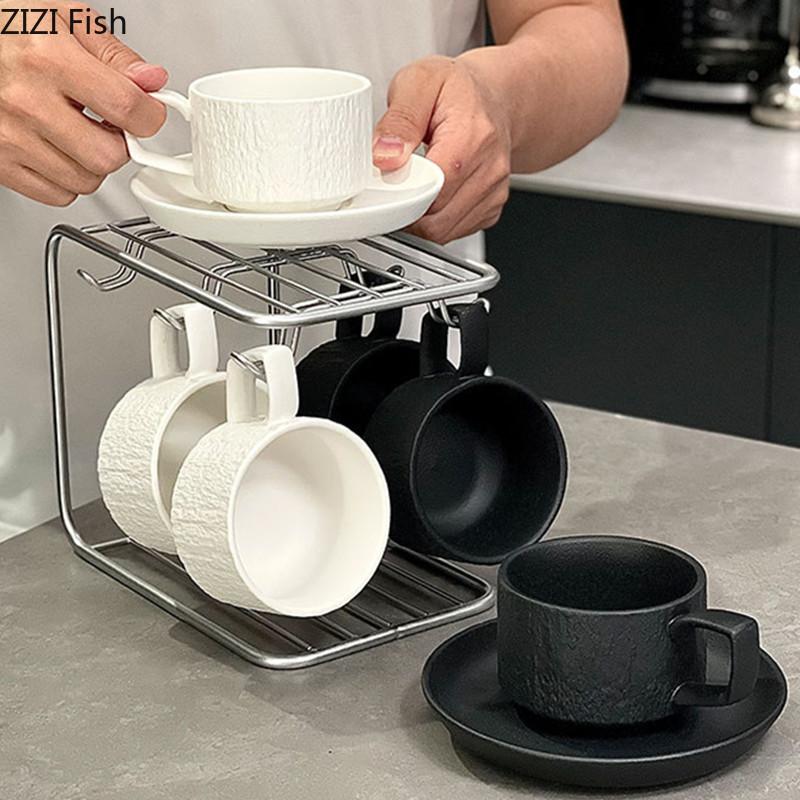 Легкий роскошный набор кофейных чашек с каменным узором, керамическая кружка, креативная чашка для послеобеденного чая, латте, молока, кофе, современный набор для домашних напитков