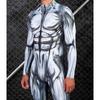 Men Halloween Cosplay Costume Carnival Cyberpunk Steampunk Artistic Pattern Sexy Slim Jumpsuit Performance Zentai Suit Bodysuit