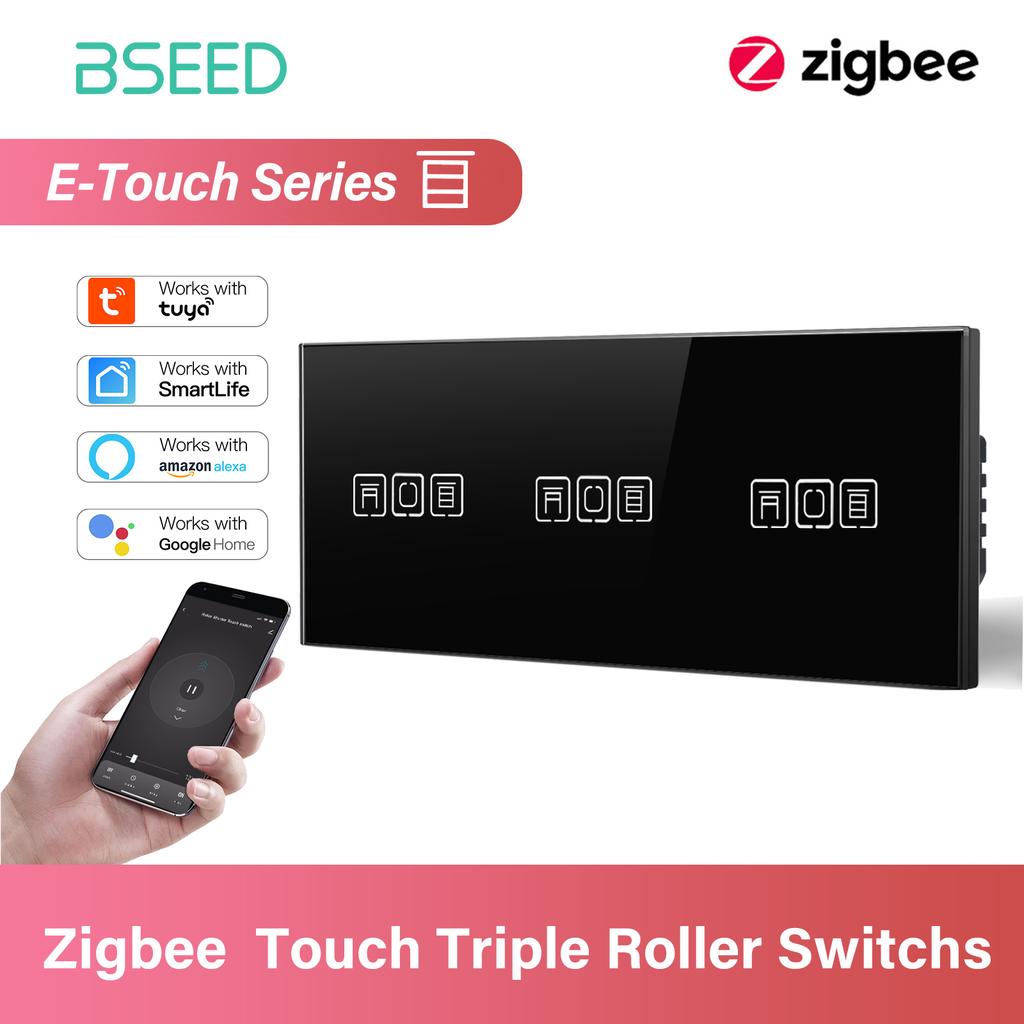 BSEED Zigbee Smart Blind Switch Electric Roller Shutter Switch With EU Socket USB Type-C Port Tuya Alexa Smart Life App E Series