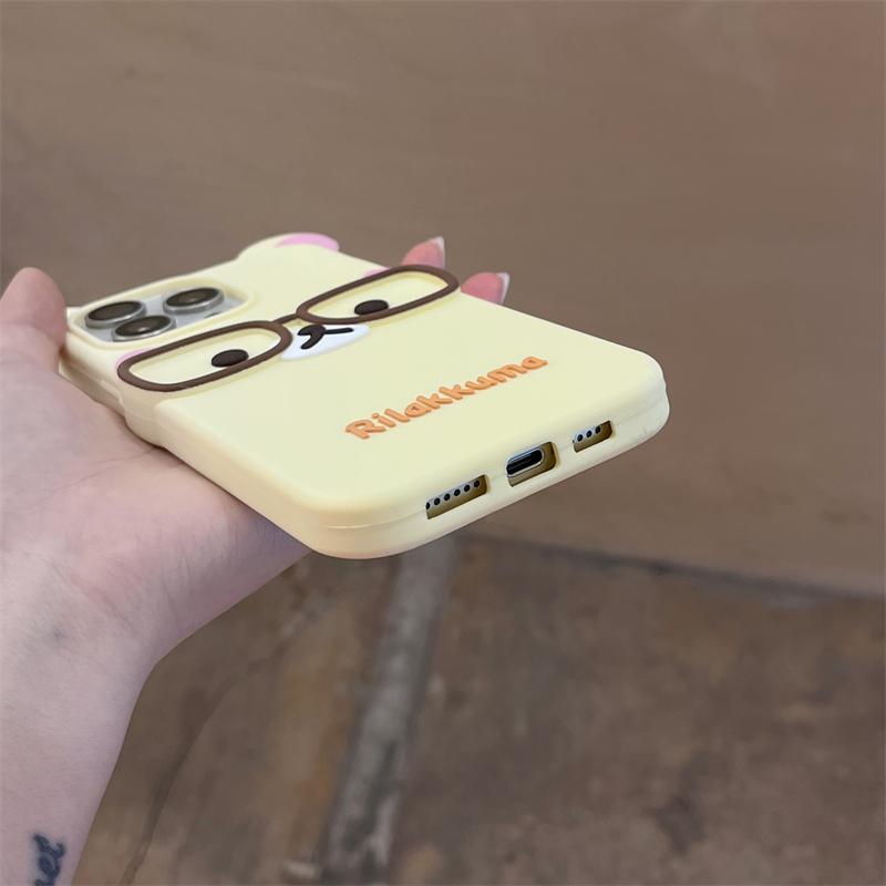 НОВЫЙ Милый Медведь в Очках Чехол для Телефона для iPhone 16 promax 15 14 Plus 13 12 Pro Max Такой Милый 3D Мультяшный Мягкий Силиконовый Чехол