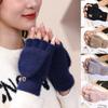 Plush Fingerless Gloves Winter Warm Mittens Soft Warm Half Finger Flip Gloves Outdoor Thick Cold Protection Gloves Write Gloves