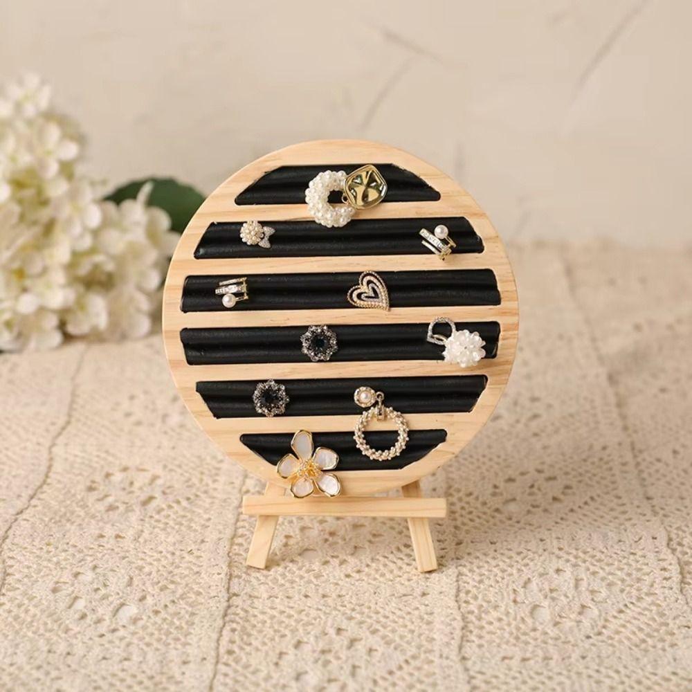 Velvet Lining Jewelry Display Rack Round Shape Jewelry Organizer Ring Earring Holder Shop Decor
