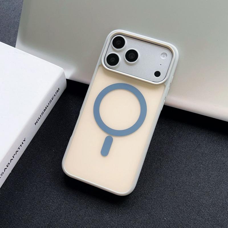 Чехол для iPhone 17 Pro Max, Матовый, Магнитный, с текстурой кожи, Color Block, Ударопрочный Защитный Чехол