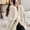 Winter Thickened Temperament Age-reducing Solid Color V-neck Imitation Fur Jacket Jacket Women's Curly Hair Medium and Long Imitation Fur