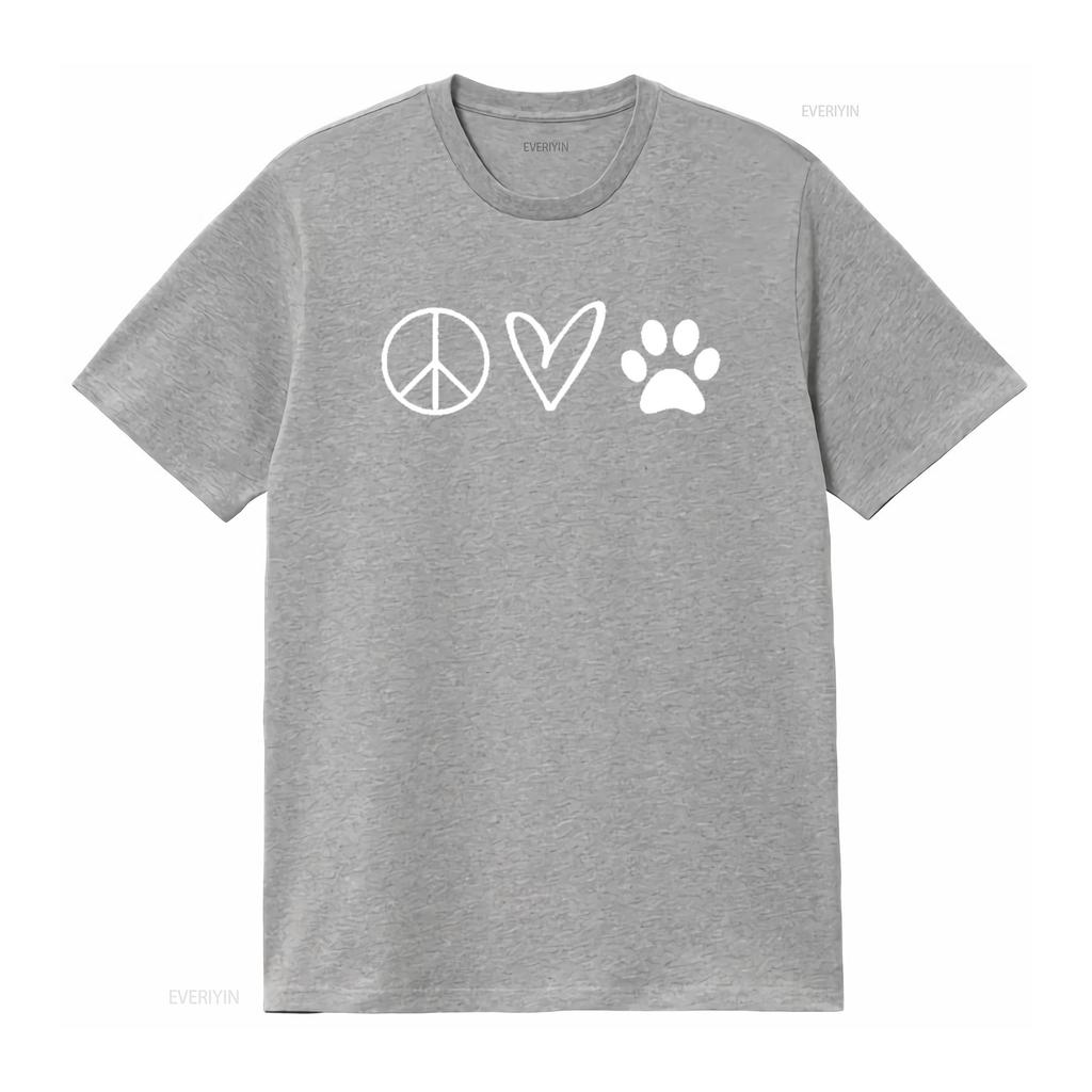 Funny Peace Sign Heart Paw Print Womens T Shirt Sarcastic Joke Black vintage Washed Casual Versatile Stylish streetwear