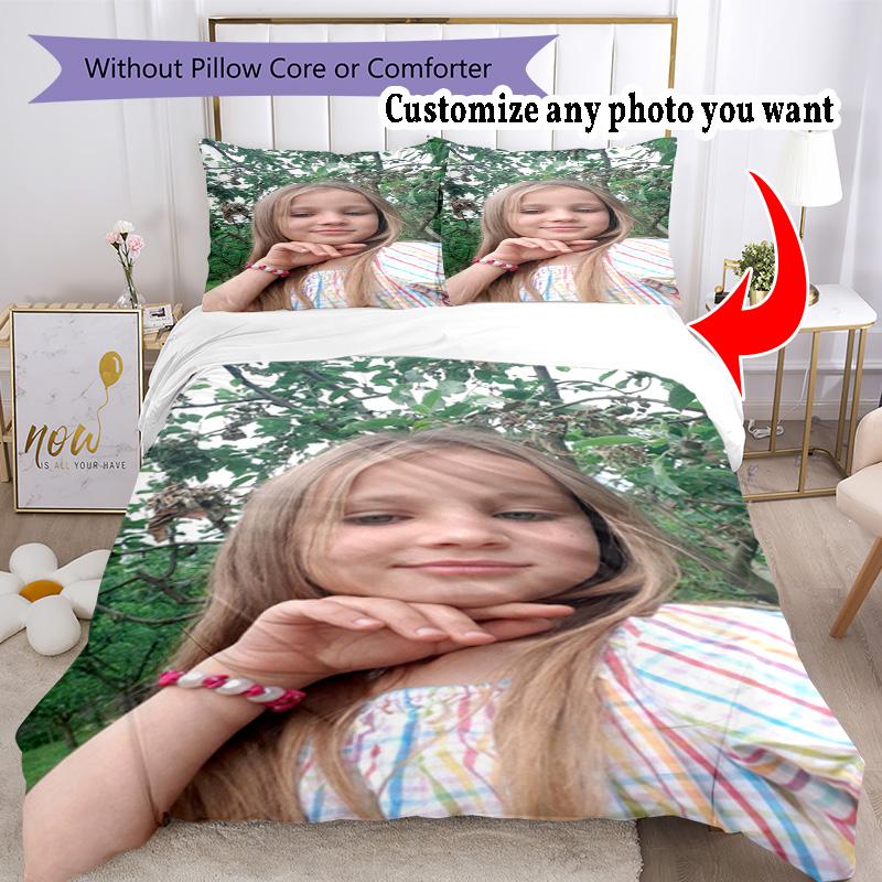 Customize Image Customize your photo Bedding Set Breathable Duvet Cover with Pillowcases Home Decoration Birthday Gift