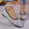 Spring and Autumn Footwear Plus Size Round Head Shallow Shoes Women's Shoes Leopard Print Flat-bottomed Pointed Comfortable and Casual.