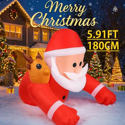5.91ФТ Украшение для вечеринки во дворе Надувной Санта Клаус Олень Игрушка Светодиодная подсветка Рождественские Домашние Принадлежности Украшения Рождественские Праздничные Подарки