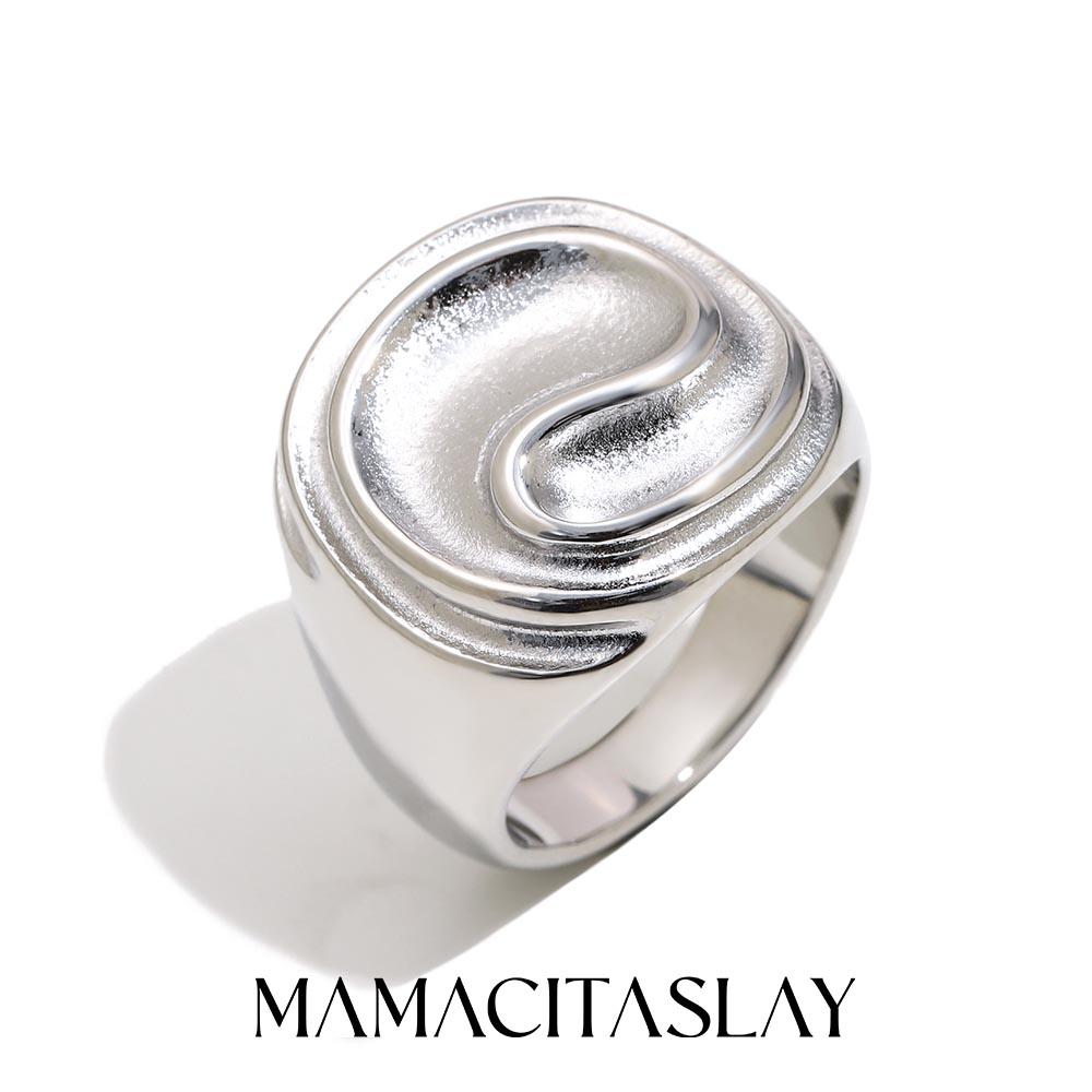 MamacitaSlay Кольцо с резьбой из нержавеющей стали 316L, покрытие 18K золотом, водостойкие украшения, высококачественное кольцо для женщин, новый тренд 2026, подарок