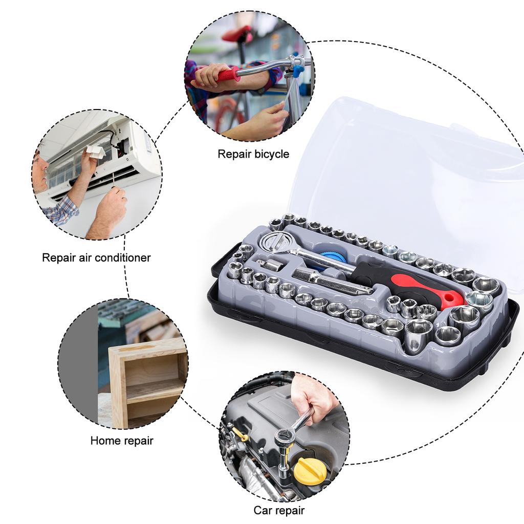 40 шт. набор розеток, практичный набор инструментов для ремонта мотоциклов, велосипедов, бытовой техники, инструменты