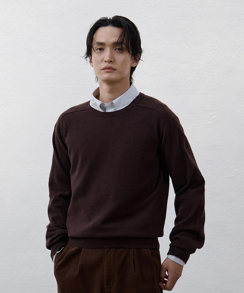 YOUTH Cashmere Asymmetric Neck Knit - Dark Brown