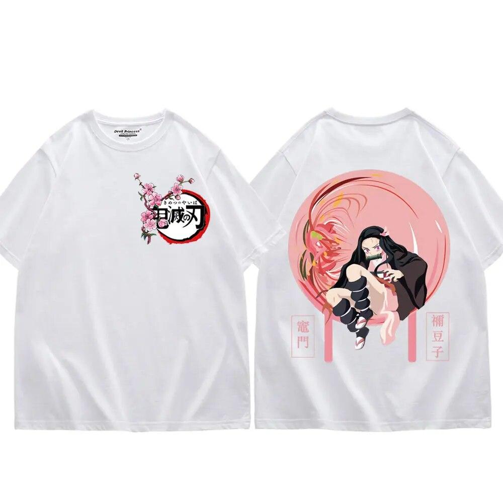 Japan Anime Demon Slayer Kamado Nezuko Print T Shirt Unisex Women Fashion Trend Short Sleeve T Shirts Kawaii Cute Oversized T-shirt