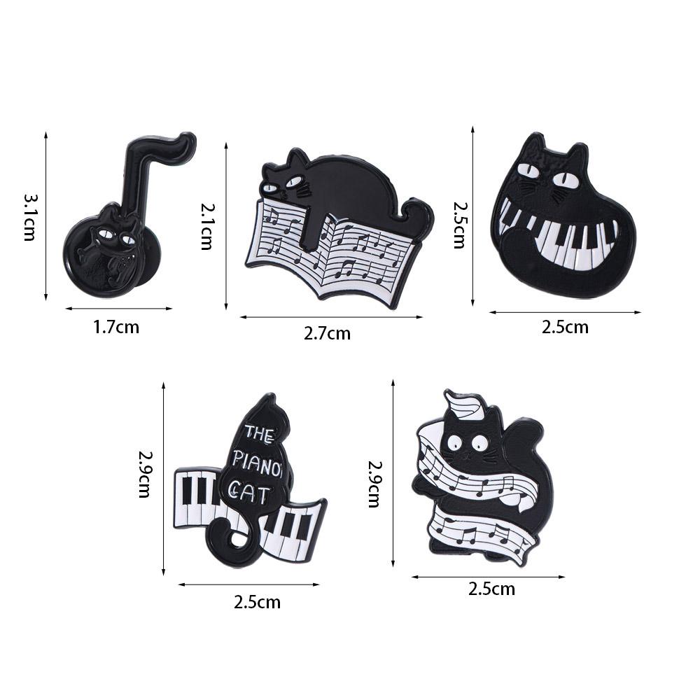 Breastpin Black Cat Enamel Pin Cartoon Beating Note Brooch Cool Piano Cat Badge  Trousers