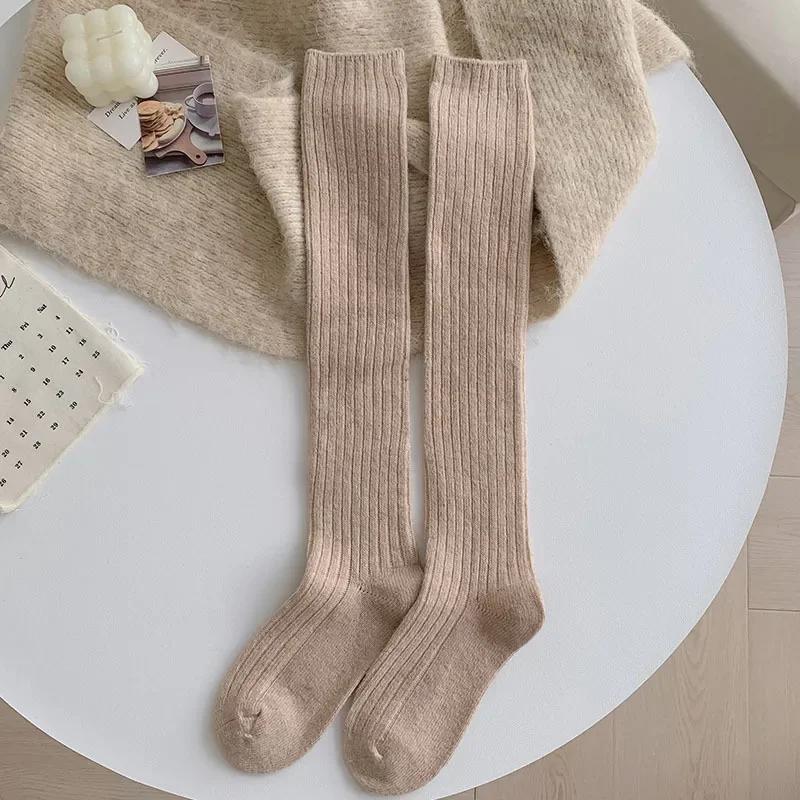 Чулки женские осенне-зимние толстые теплые гольфы женские чулки шерстяные кашемировые термо женские однотонные длинные носки чулки
