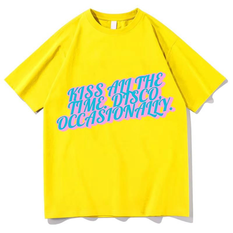 Vintage Kiss All The Time Disco Occasionally T-Shirts Tees Shirt Unisex Fashion Casual Aesthetic Graphic Summer Pure Cotton Tops
