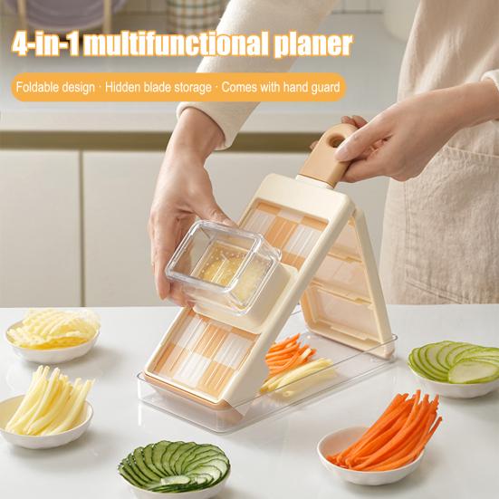 Овощерезка 4-в-1 Измельчитель продуктов Терка с лезвиями Инструмент для приготовления салатов для нарезки кубиками шинковки Безопасность Оборудование для подготовки пищи в ресторанах